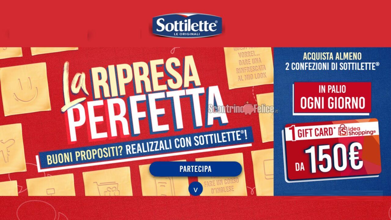 Concorso Sottilette "Ripresa Perfetta" in palio 50 Gift Card