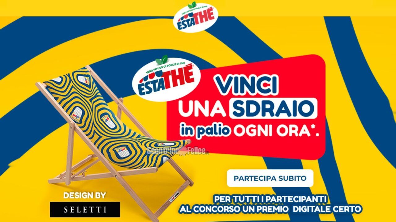 Concorso Estathè vinci 1 sdraio Seletti ogni ora Scontrino Felice