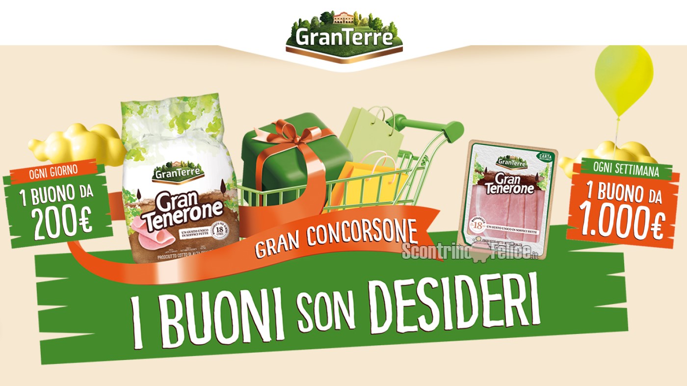 Concorso GranTerre Gran Tenerone "I buoni son desideri": vinci gift card da 200 euro e 1.000 euro!