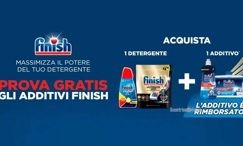 Cashback Finish Additivi: ricevi il rimborso di 1 prodotto