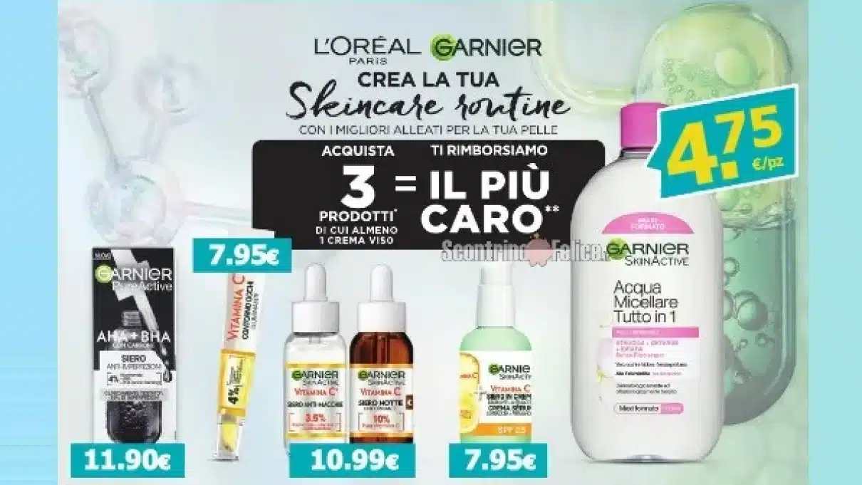 Cashback L'Oreal e Garnier "Crea La Tua Skincare Routine"