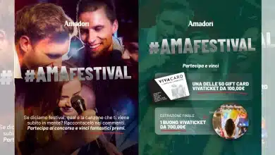 Concorso gratuito Amadori "AmaFestival": vinci gift card VivaTicket