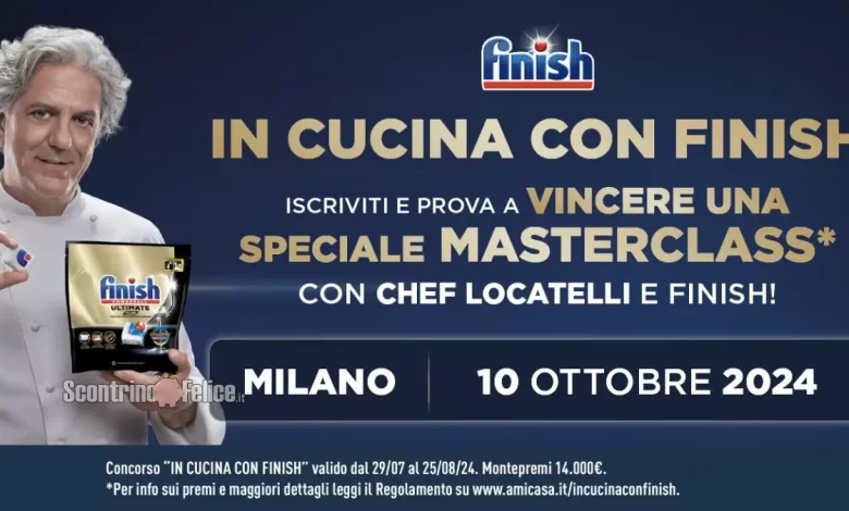 Concorso gratuito Finish: vinci 20 Masterclass con Chef Locatelli
