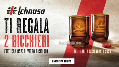 Premio certo Ichnusa: richiedi 2 bicchieri in vetro riciclato
