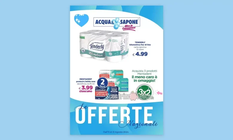 Anteprima nuovo volantino Acqua e Sapone Nazionale dall'11 al 31 agosto 2024