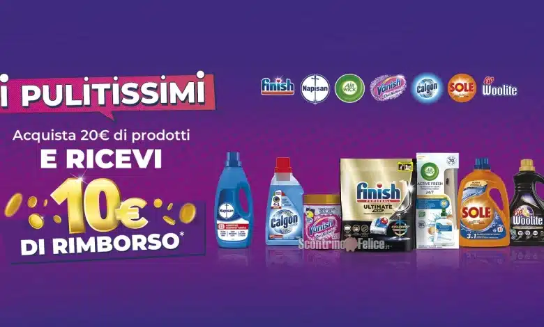 Cashback I Pulitissimi 2: spendi 20 euro e riprendi 10 euro