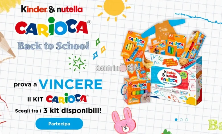 Concorso Kinder e Nutella: in palio 20 kit Carioca al giorno