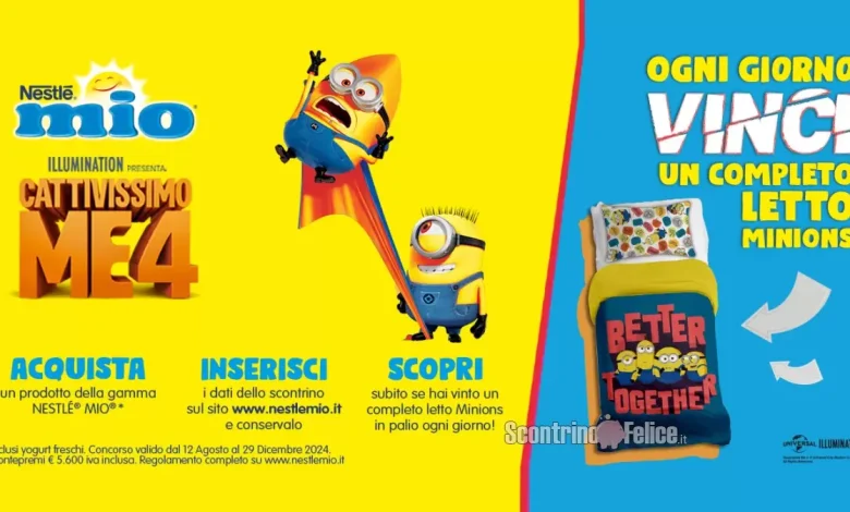 Concorso Nestlè Mio: vinci completo letto dei Minions