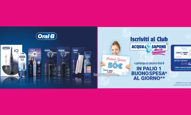 Concorso Oral B da Acqua e Sapone: vinci buoni spesa