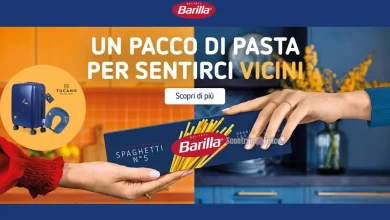 Concorso Barilla "Un pacco di pasta per sentirci vicini": vinci trolley Tucano e viaggi in aereo