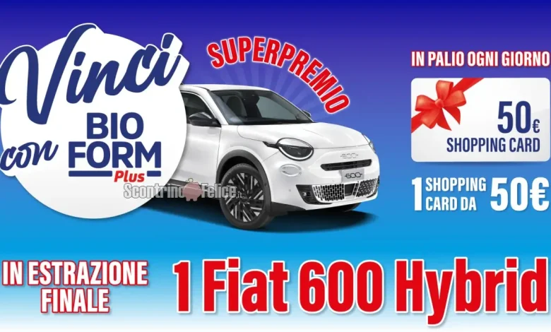 Concorso Bioform Plus: vinci gift card e automobile Fiat 600 Hybrid