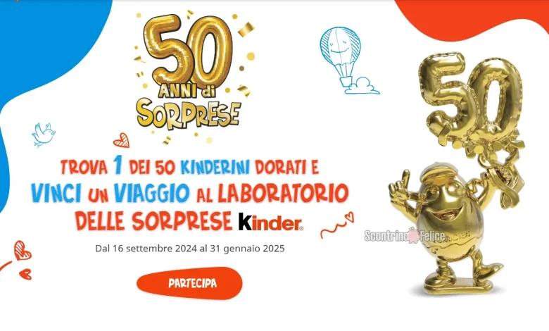 Concorso Kinder Sorpresa 50 anni: vinci un viaggio al Laboratorio delle Sorprese