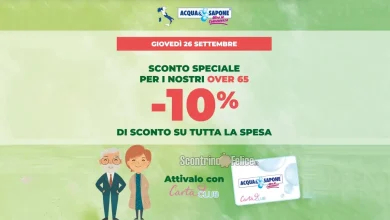 Sconto del 10% per gli Over 65 da Acqua e Sapone