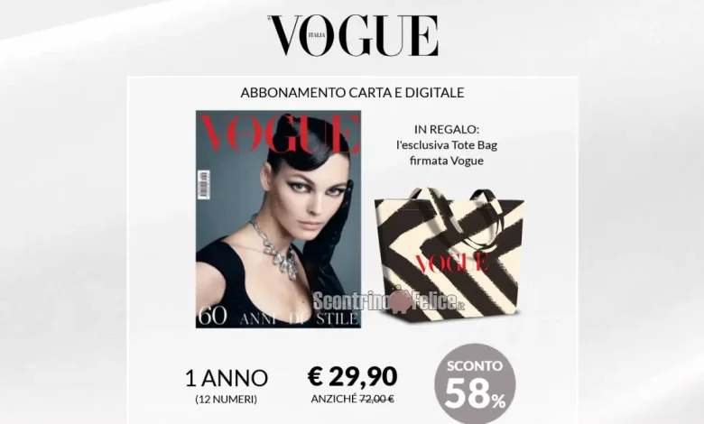 Tote Bag Vogue: in regalo con l'abbonamento alla rivista