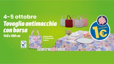 Tovaglia antimacchia con borsa da Eurospin a solo 1 euro