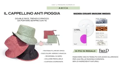 Cappellino anti pioggia con Amica in edicola