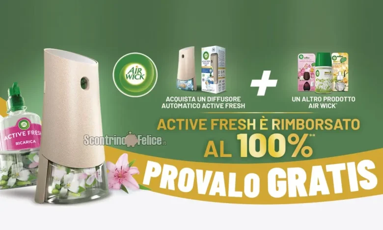 Cashback Air Wick: ricevi il rimborso del diffusore Active Fresh