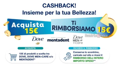 Cashback Dove e Mentadent Insieme per la tua bellezza