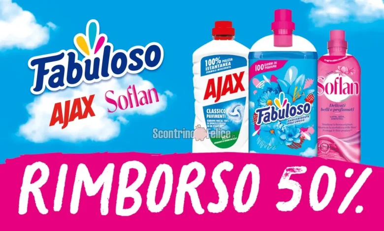 Cashback Fabuloso, Ajax, Soflan “Rimborso assicurato per la casa e il bucato”