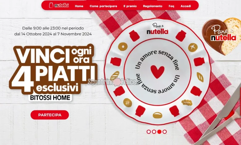 Concorso Nutella: in palio set di 4 piatti Bitossi ogni ora