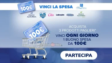 Concorso “Vinci la spesa con Paglieri”: in palio buoni spesa