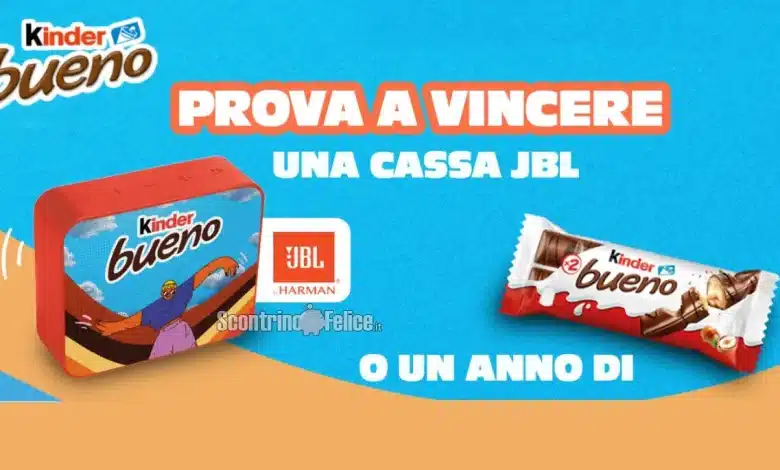 Concorso gratuito Kinder Bueno: vinci fornitura annuale e casse JBL