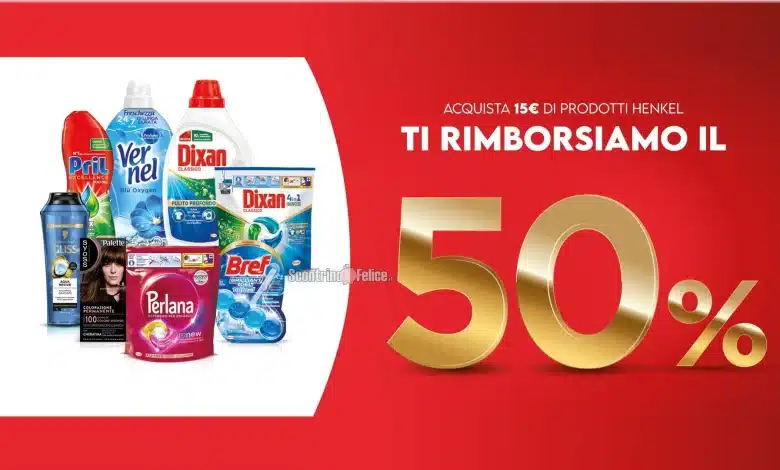 Cashback Henkel 2025: ricevi il rimborso del 50%