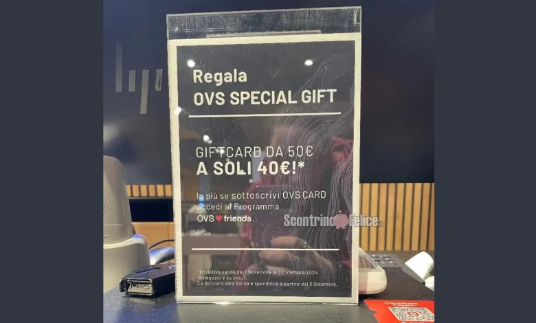 Gift card OVS scontata da 50 euro a soli 40 euro