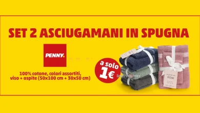 Set di asciugamani in spugna a solo 1 euro da Penny