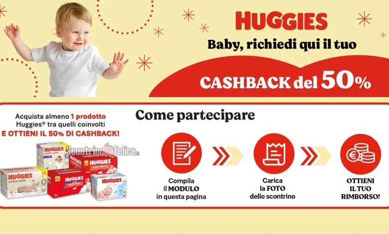 Cashback Huggies su Amazon: ricevi il rimborso della metà