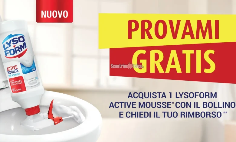 Cashback Lysoform Active Mousse Provami gratis: richiedi il rimborso