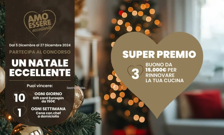 Concorso Eurospin Natale: vinci gift card, chef a domicilio e cucina da 15.000 euro