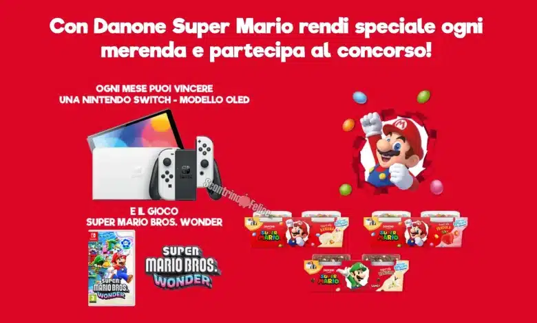 Concorso Danone Super Mario: vinci Nintendo Switch Oled