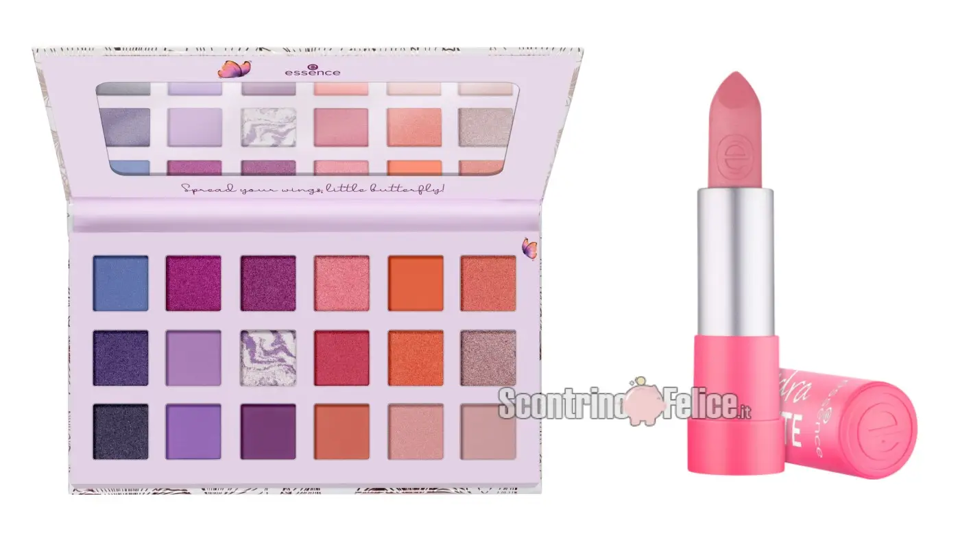 Affari in Edicola: Silhouette con palette ombretti e rossetto Essence 1