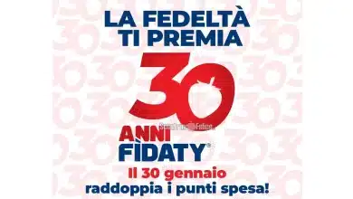 30 anni Fidaty Esselunga: punti doppi ogni 30 del mese