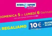 Buono sconto Acqua e Sapone da 10 euro per l'Epifania