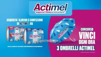 Concorso Actimel: vinci ogni ora 3 ombrelli brandizzati