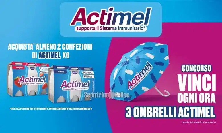 Concorso Actimel: vinci ogni ora 3 ombrelli brandizzati