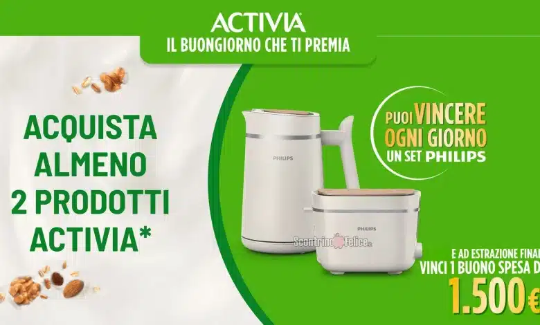 Concorso Activia: vinci set colazione Philips e buono spesa da 1.500€