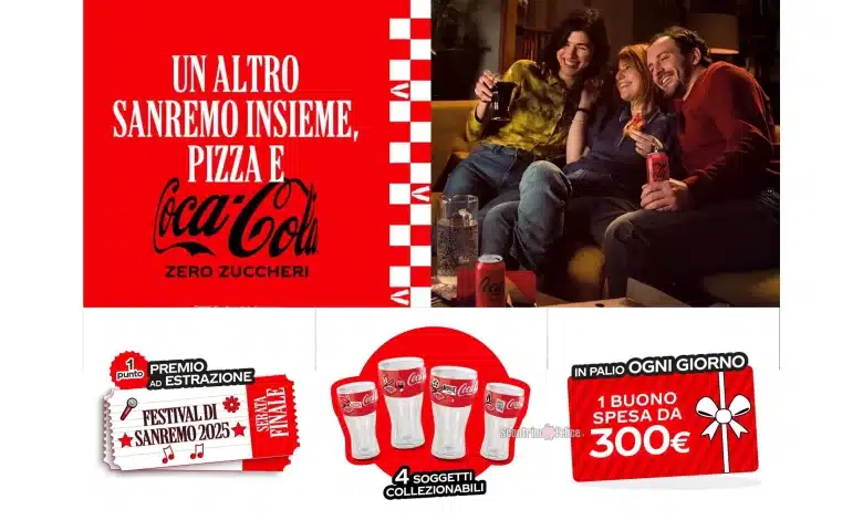 Concorso Coca Cola: vinci Sanremo, Tv Samsung, Buoni spesa da 300€