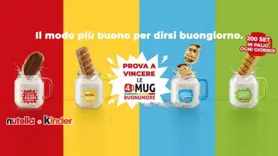 Concorso Nutella e Kinder: vinci 4 tazze del buonumore