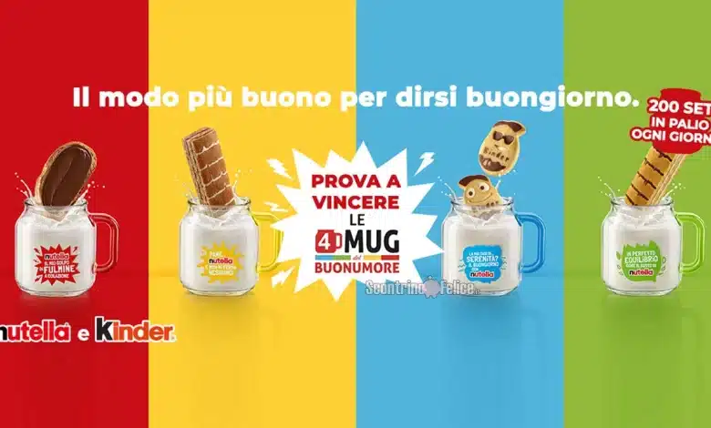 Concorso Nutella e Kinder: vinci 4 tazze del buonumore