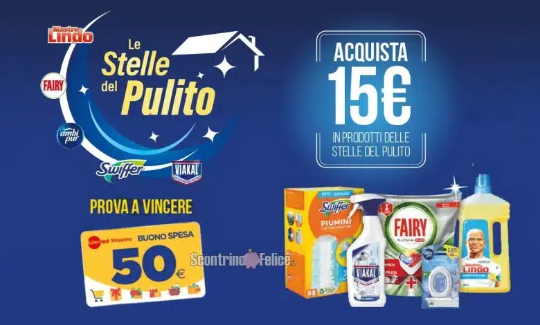 Concorso Stelle del Pulito: vinci buoni acquisto da 50 euro