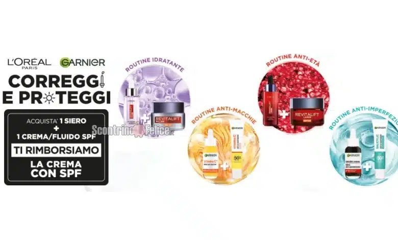 Cashback L'Oreal e Garnier "Correggi e Proteggi"