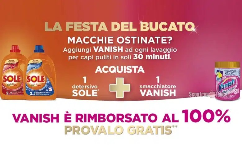 Cashback Vanish e Sole "La Festa del Bucato"