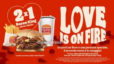 Offerte Burger King: menu omaggio per San Valentino se porti un fiore