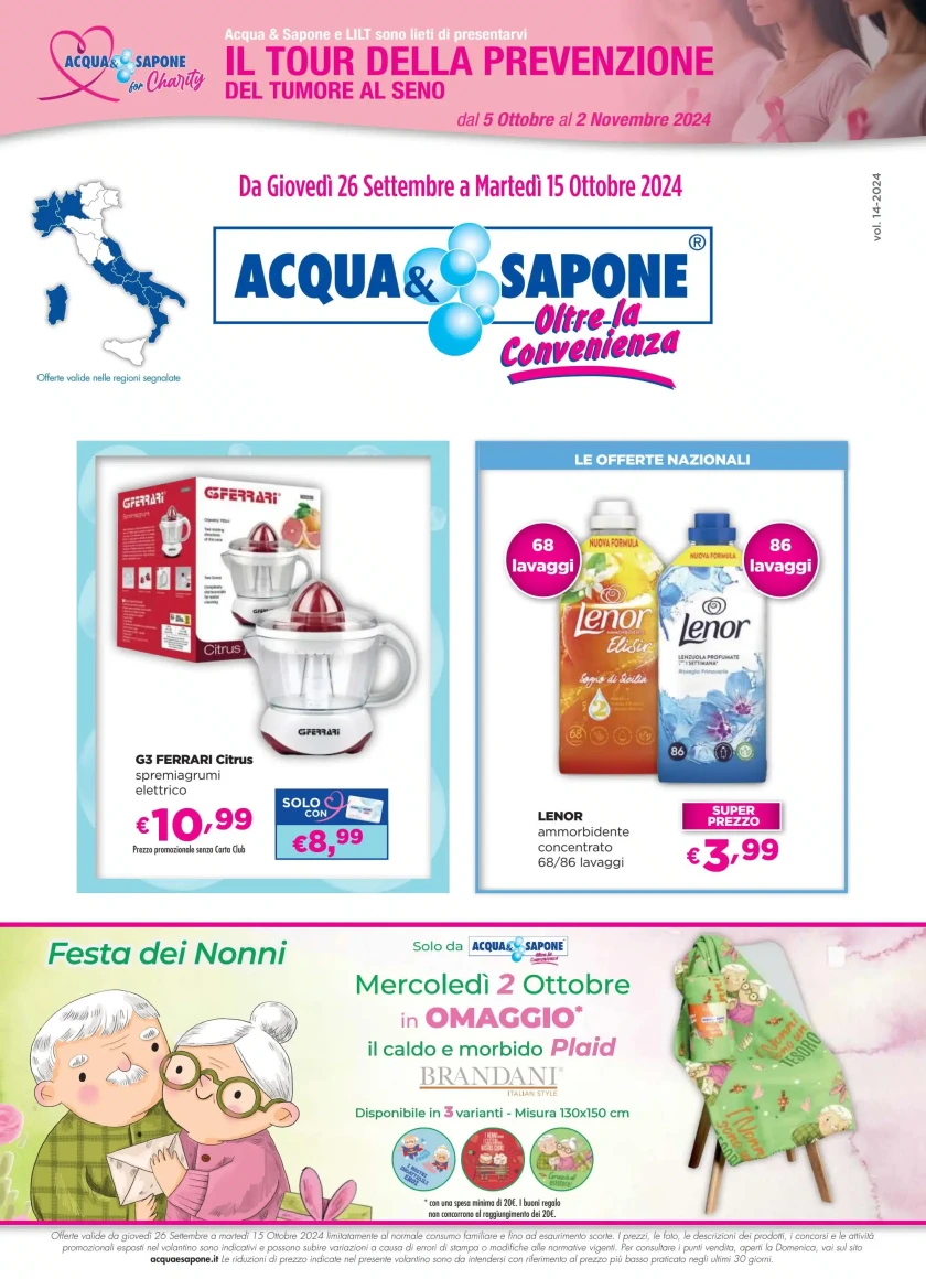 Anteprima nuovo Volantino Acqua e Sapone dal 26 settembre al 15 ottobre 2024